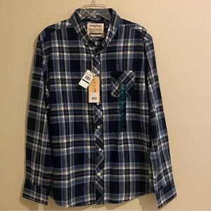 Onedayaway outdoor flannel plaid shirt size L men long sleeve total eclipse blue